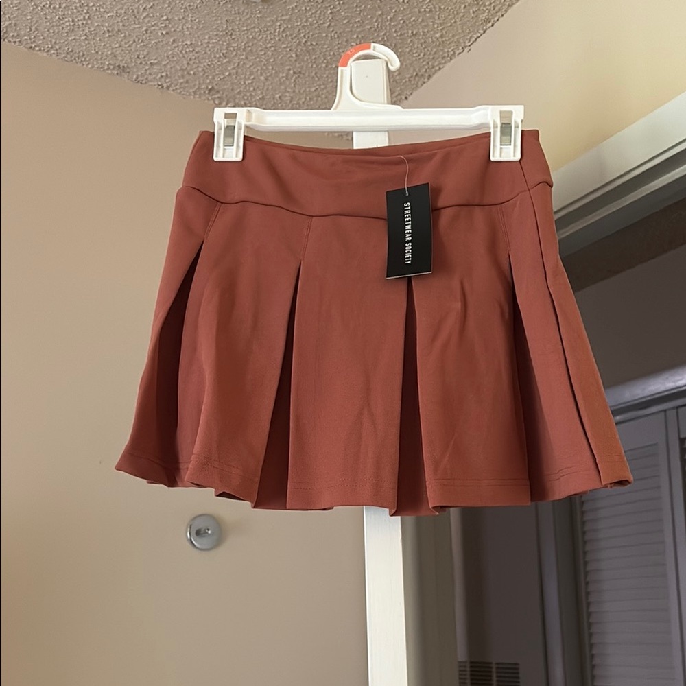 Urban Outfitters Brown Skater Mini Skirt with Pleats
